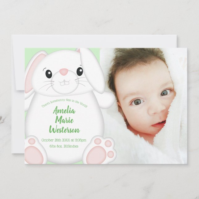 Bunny Rabbit Baby Dusche Einladung (Vorderseite)