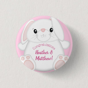 Bunny Rabbit Baby Dusche Pink Button