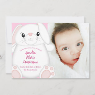 Bunny Rabbit Baby Dusche Pink Einladung