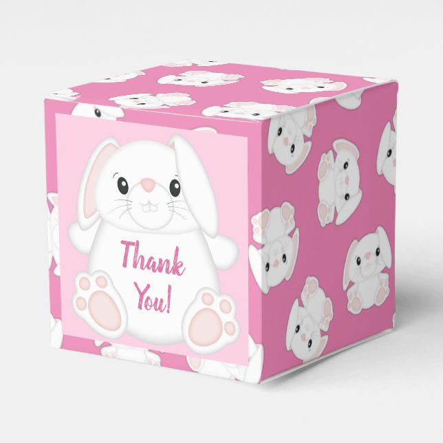 Bunny Rabbit Baby Dusche Pink Geschenkschachtel (Vorderseite)