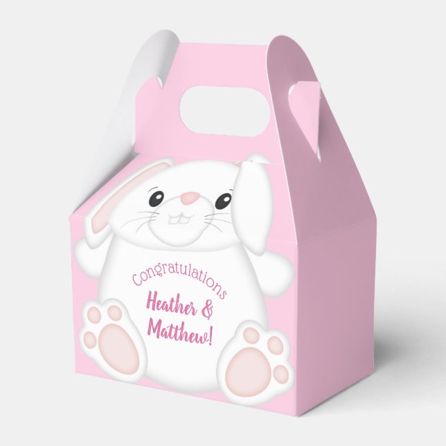 Bunny Rabbit Baby Dusche Pink Geschenkschachtel (Vorderseite)