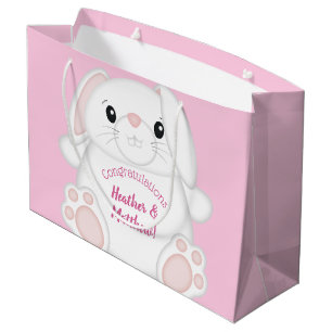 Bunny Rabbit Baby Dusche Pink Große Geschenktüte
