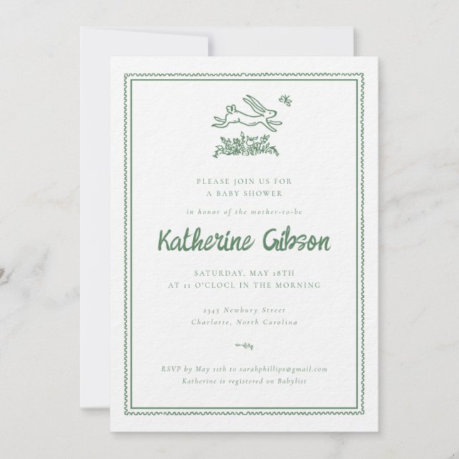 Bunny Rabbit Baby Shower Invitation Einladung (Vorderseite)