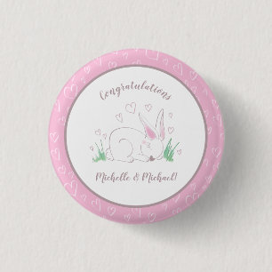 Bunny Rabbit Baby Shower Woodland Tiere Button