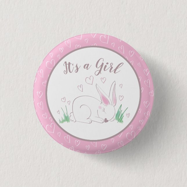 Bunny Rabbit Baby Shower Woodland Tiere Button (Vorderseite)