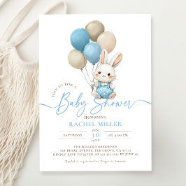 Bunny Rabbit Balloons Blue Boy Baby Dusche Einladung