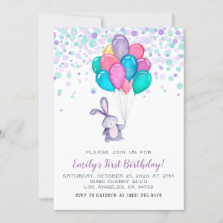 Bunny Rabbit Balloons Einladung zum Geburtstag