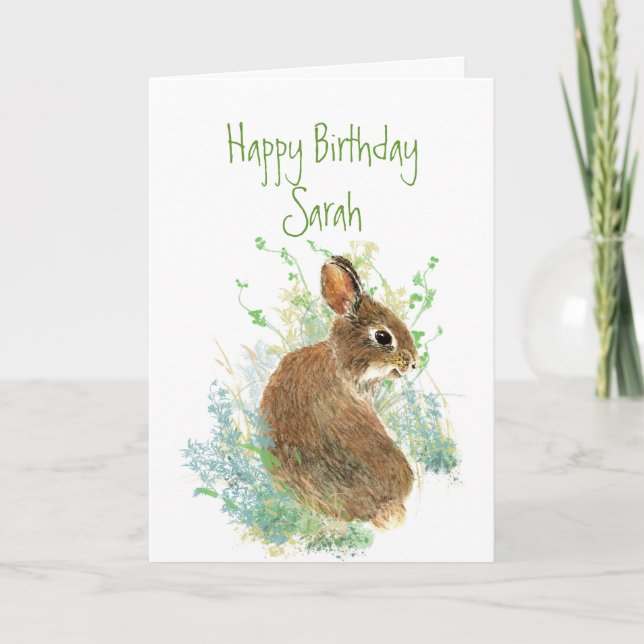 Bunny Rabbit Birthday Individuelle Name Animal Karte (Vorderseite)