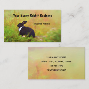 Bunny Rabbit Black Green Watercolor Design Visitenkarte