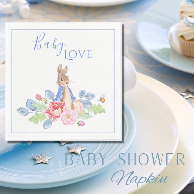 Bunny Rabbit Blue Baby Liebe Baby Dusche Serviette (Von Creator hochgeladen)
