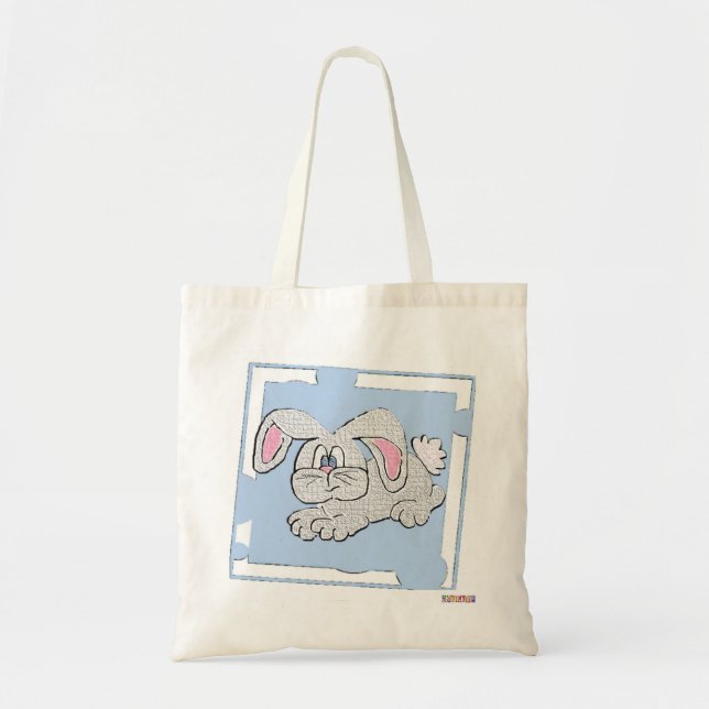 Bunny Rabbit Blue Background Tragetasche (Vorne)