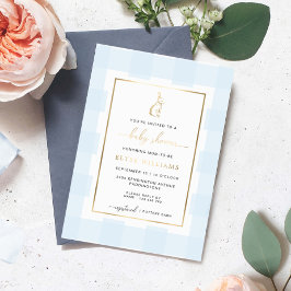 Bunny Rabbit Blue Gingham Baby Shooting Foil Einla Folieneinladung