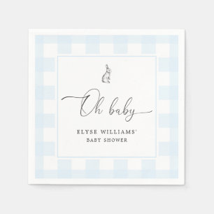 Bunny Rabbit Blue Gingham Oh Baby Paper Napkin Serviette
