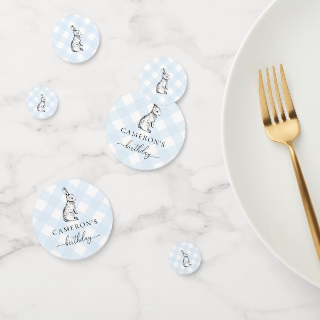Bunny Rabbit Blue Gingham Table Confetti Konfetti (Gruppe)