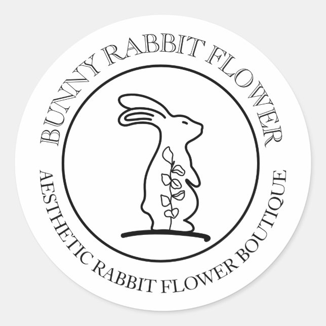 Bunny Rabbit Blumen Simple Runder Aufkleber (Vorderseite)