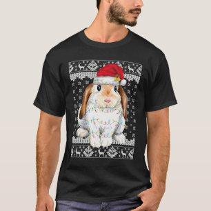 Bunny Rabbit Christmas Ugly Sweater Funny Xmas Tre T-Shirt
