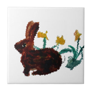 Bunny Rabbit Daffodil Art Spring Fliese