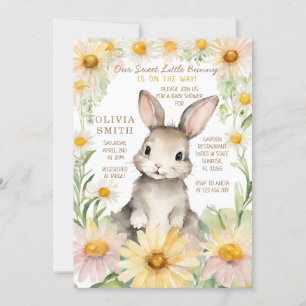 Bunny Rabbit Daisy Flower Garden Babydusche Einladung