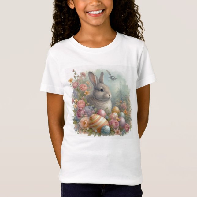  Bunny Rabbit /Easter Egg Hunt Girls T-Shirt (Vorderseite)