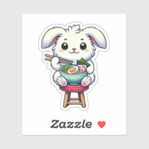 Bunny Rabbit Eating Ramen Aufkleber