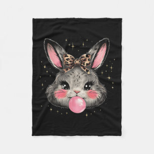 Bunny Rabbit Face Leopard Coquette Bow Ostertag Fleecedecke