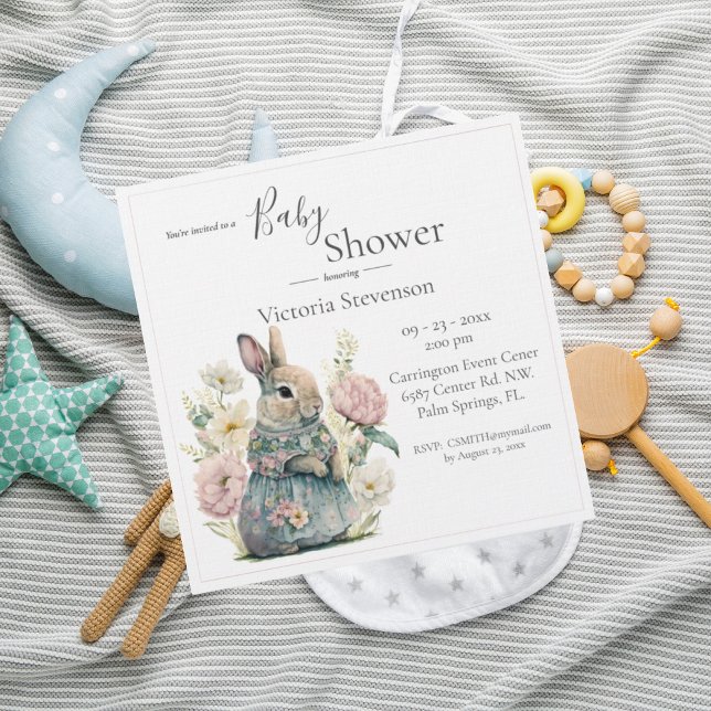 Bunny Rabbit Floral Baby Girl Dusche Einladung (Von Creator hochgeladen)