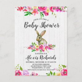 Bunny Rabbit Floral Baby Girl Dusche Einladung