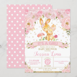 Bunny Rabbit Floral Baby Shower Einladung Mädchen