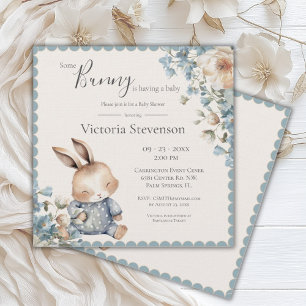 Bunny Rabbit Floral Blue Baby Dusche