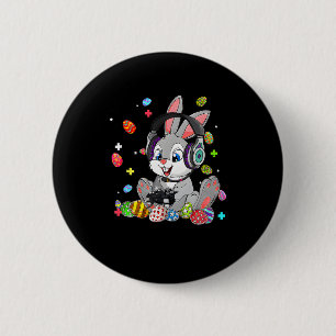 Bunny Rabbit Gaming Happy Ostertag Gamer Boy Gir Button