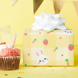 Bunny Rabbit Gelbe Karierte Karotten | Osterfeiert Geschenkpapier
