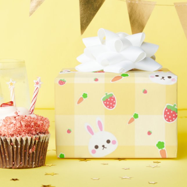 Bunny Rabbit Gelbe Karierte Karotten | Osterfeiert Geschenkpapier (Geburtstagsparty)