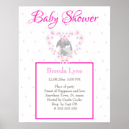 Bunny Rabbit Girl Pink Baby Dusche Einladung Post Poster