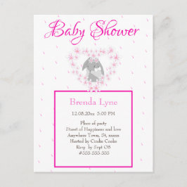 Bunny Rabbit Girl Pink Baby Dusche Einladung Post Postkarte