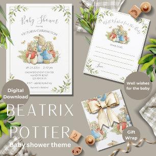 Bunny Rabbit Green Baby Dusche Einladung