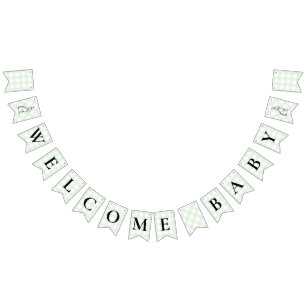 Bunny Rabbit Green Gingham Baby Dusche Jagd Wimpelkette