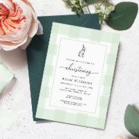 Bunny Rabbit Green Gingham Einladung zur Weihnacht
