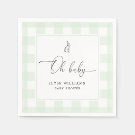 Bunny Rabbit Green Gingham Oh Baby Paper Napkin Serviette