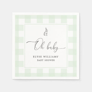 Bunny Rabbit Green Gingham Oh Baby Paper Napkin Serviette