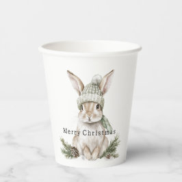 Bunny Rabbit Green Hat Christmas Pappbecher