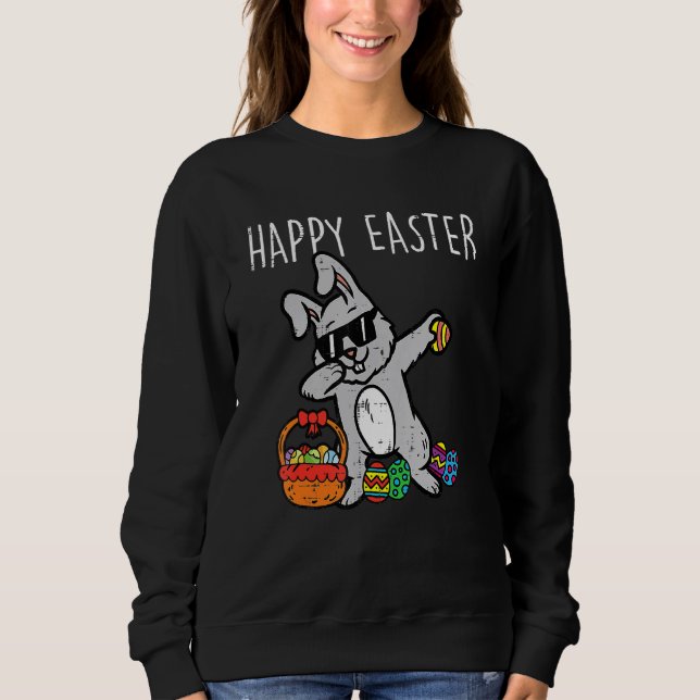Bunny Rabbit Happy Easter Dab Tanz Cool Kids Boys Sweatshirt (Vorderseite)