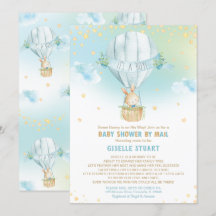 Bunny Rabbit Hot Air Balloon Baby Dusche by Mail
