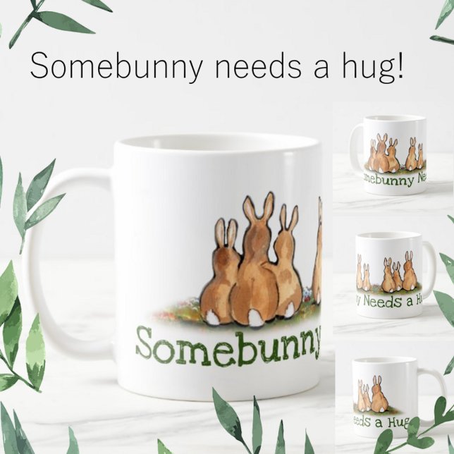 Bunny Rabbit Hug Liebe Freundschaft Tiermalerei Kaffeetasse (Von Creator hochgeladen)