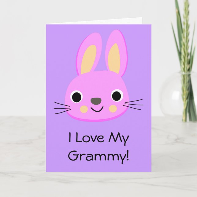 Bunny Rabbit I Liebe Mein Grammy Individuelle Name Karte (Vorderseite)
