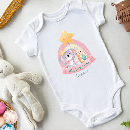 Bunny Rabbit Koala Baby Girl Rainbow Erster Oster Strampler