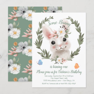 Bunny Rabbit Kranz Geburtstagspartei Einladung