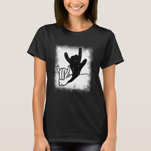 Bunny Rabbit Love You Hand Sign Language Shadow Bl T-Shirt (Vorderseite)