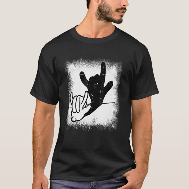 Bunny Rabbit Love You Hand Sign Language Shadow Bl T-Shirt (Vorderseite)