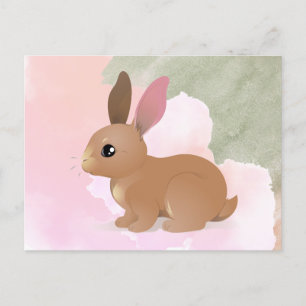 Bunny Rabbit Niedlich Pink Ostertier Postkarte