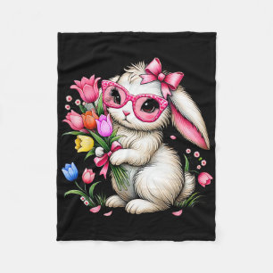 Bunny Rabbit Oaster Tulip Frühlingsblumen Floral W Fleecedecke
